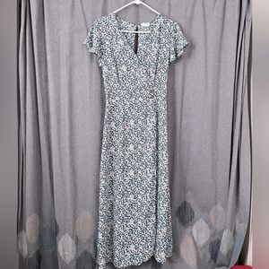 Floral aqua Green Midi Dress